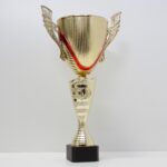 Кубок 5059А Пластиковый для награждения, большая чаша с ручками, деревянная основа, h 42 см