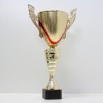 Кубок 5059В Пластиковый для награждения, большая чаша с ручками, деревянная основа, h37см.