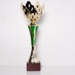 Кубок К1820В спортивная награда с необычной чашей на деревянной основе h32см