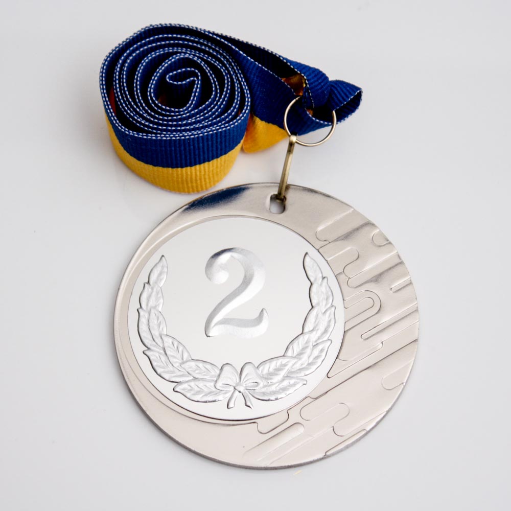 Медаль МА086 серебро с лентой D70мм жетон D50мм