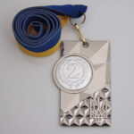 Медаль МА088 серебро с прямоугольной лентой с гербом Украины Жетон D25мм (65*40мм)