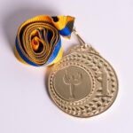 Медаль МА305 Золото зі стрічкою D50мм жетон Д25мм