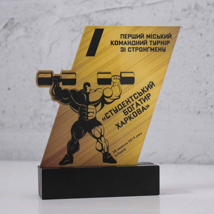 Акрилова нагорода з деревом STRONGMAN