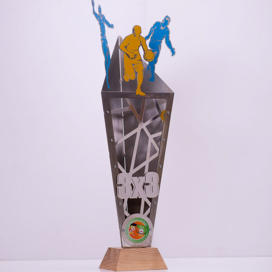 Стильный Кубок баскетбольный с печатью и гравировкой из металла изготовлен на заказ КИ6003А