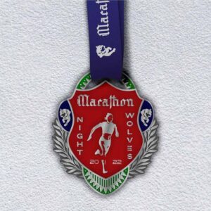 Медаль литая для марафона NIGHT WOLVES MARATHON размер 100 * 80мм MLM100NW