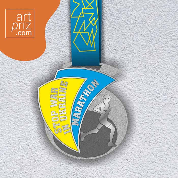 Медаль для марафона STOP WAR IN UKRAINE размер 90 * 80мм MLM95SWU