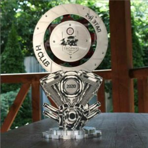 Нагорода комбінована з металу та акрілового скла HCLUB TROPHY Висот 32,5см NKMA32