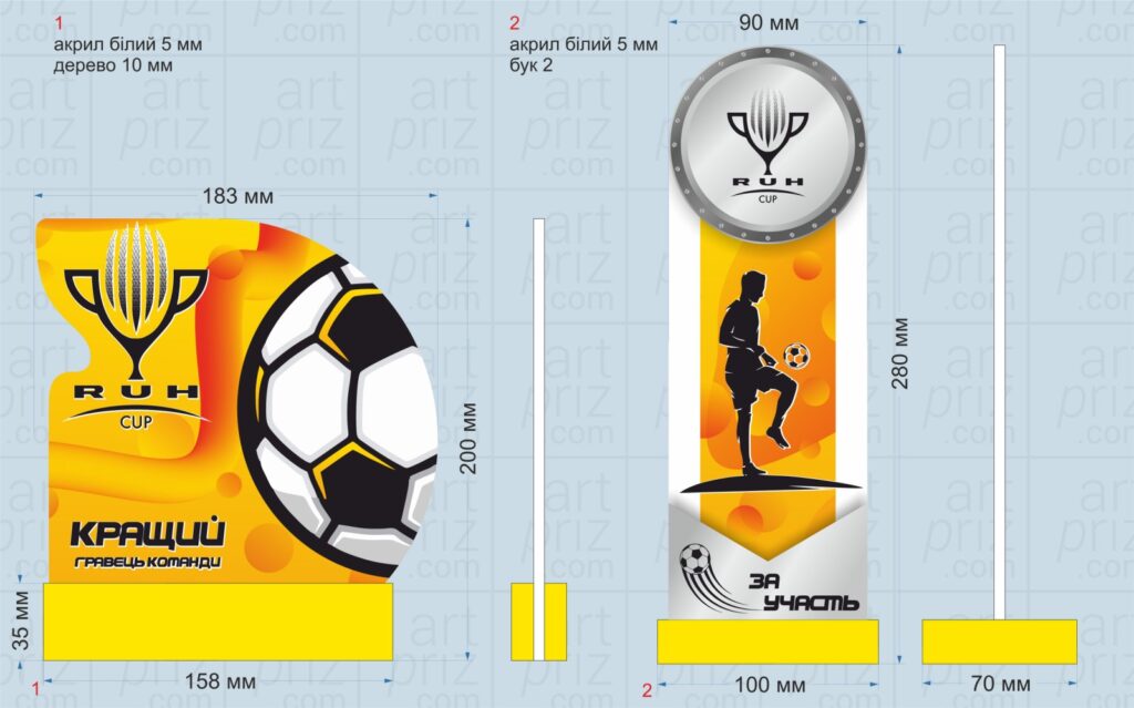 Статуетка Приз Акриловий для Футболу Кращий гравець PAFKG20