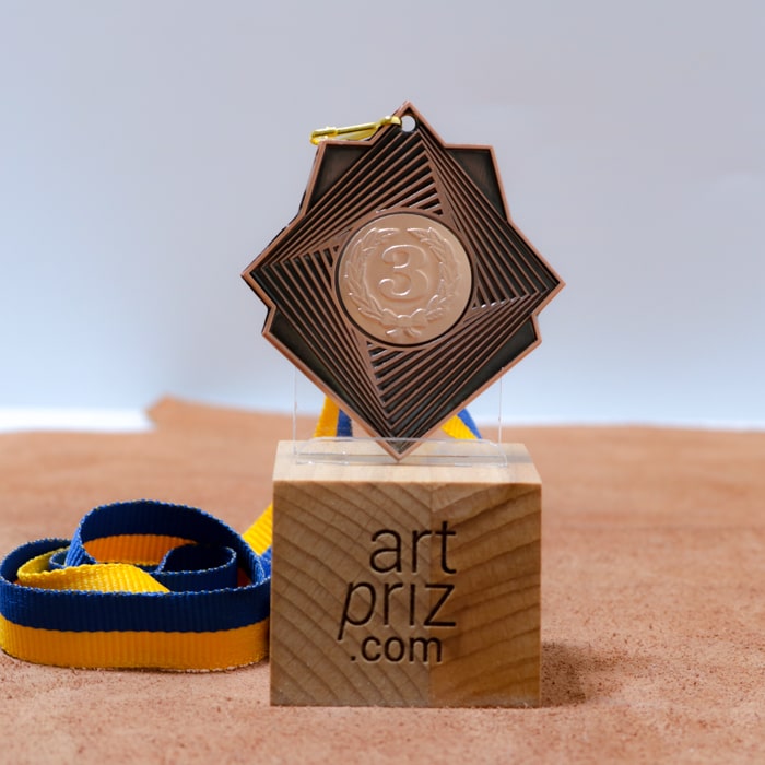 Медаль МА0160BL Бронза с лентой Размер 70х60мм Жетон Д25мм Жетон Д25мм