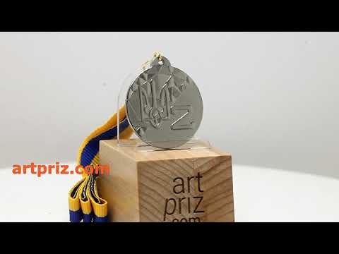 Медаль МА089 срібло D70мм з гербом України вибито призове місце