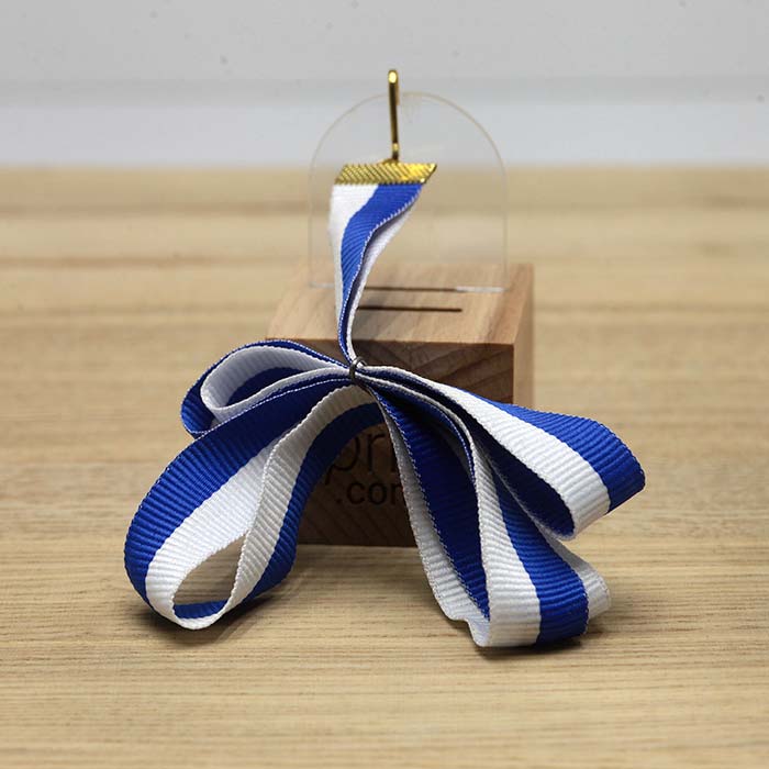 Стрічка синьо-біла для медалей з затискачем і карабіном 20мм SBS20