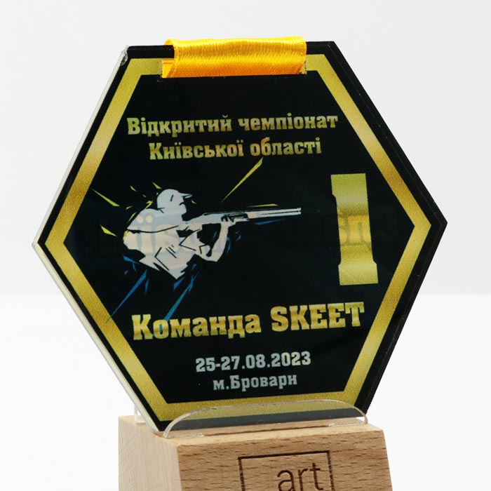 Медаль шестикутна зі Стрільби 80мм АРТПРИЗ 3863M3