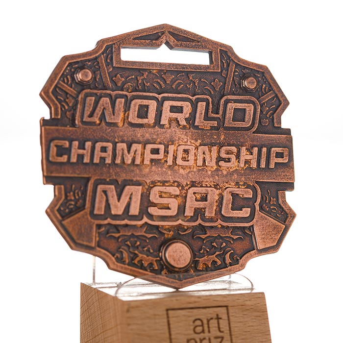 Медаль індивідуальна з металу WORLD CHAMPIONSHIP MSAC 60х60мм 4418M3