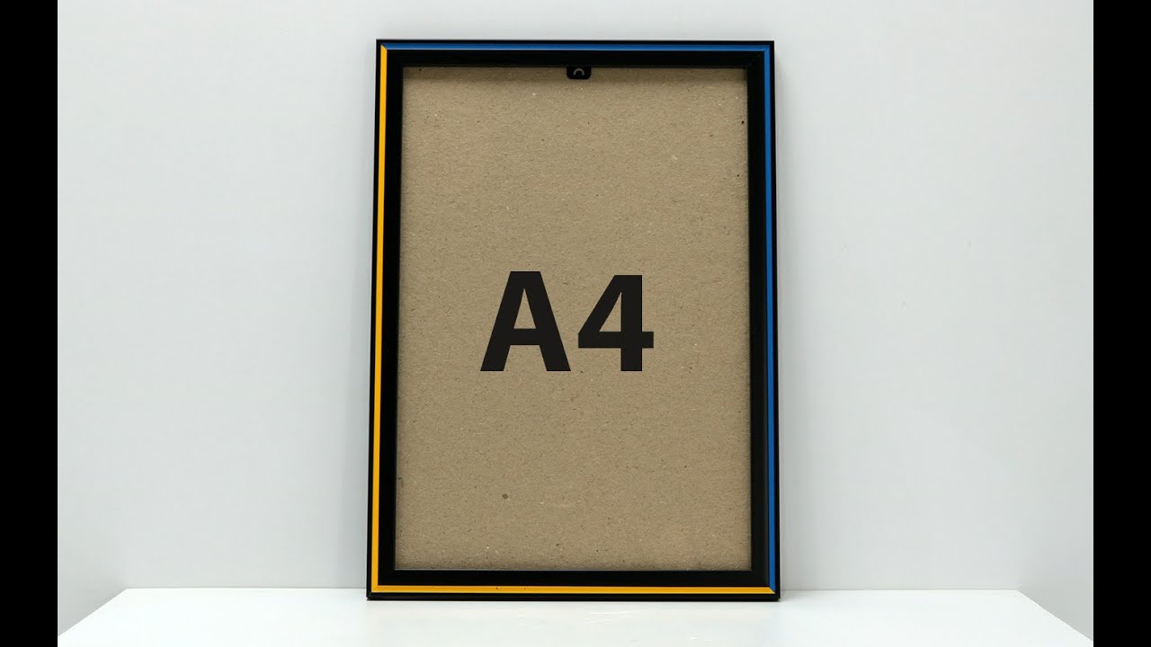 Рамка для дипломів грамот подяк фотографій колір чорний з жовто-блакитним 21х30см А4 PGBA4