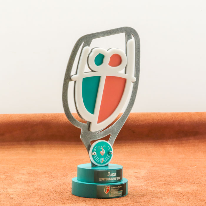 Приз нагородний з метала, дерева та акрилового скла ПЛІЧ-О-ПЛІЧ за 3-МІСЦЕ H24см 675N323