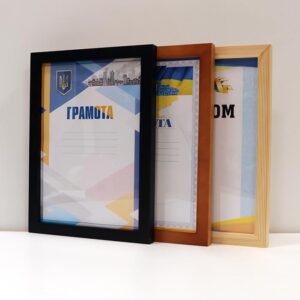 Фоторамка з дерева Чорна 21х30 (А4) Для фото, дипломів, сертифікатів, грамот РWBА4