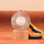 Медаль МА11028 Серебро с лентой D50мм жетон Д25мм с лентой D50мм