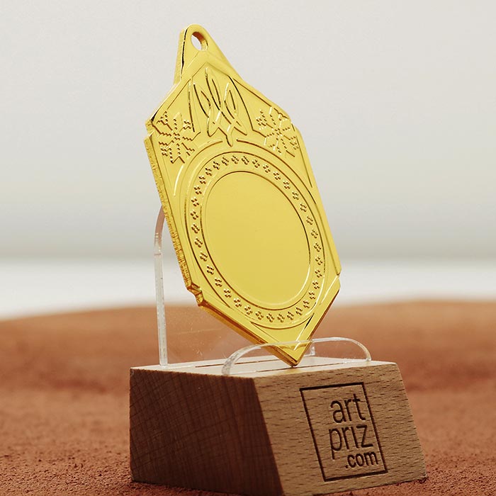 Медаль МА095 Золото прямокутна з гербом України місце під Жетон D25мм (65*40мм)