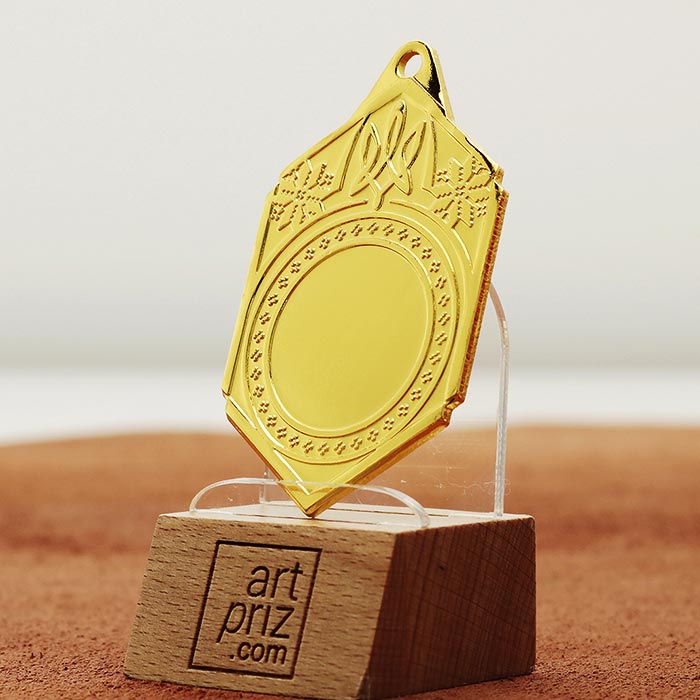 Медаль МА095 Золото прямокутна з гербом України місце під Жетон D25мм (65*40мм)