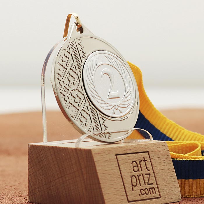 Медаль MA1540 Серебро, с лентой 10мм, D40мм место под жетон Д25мм